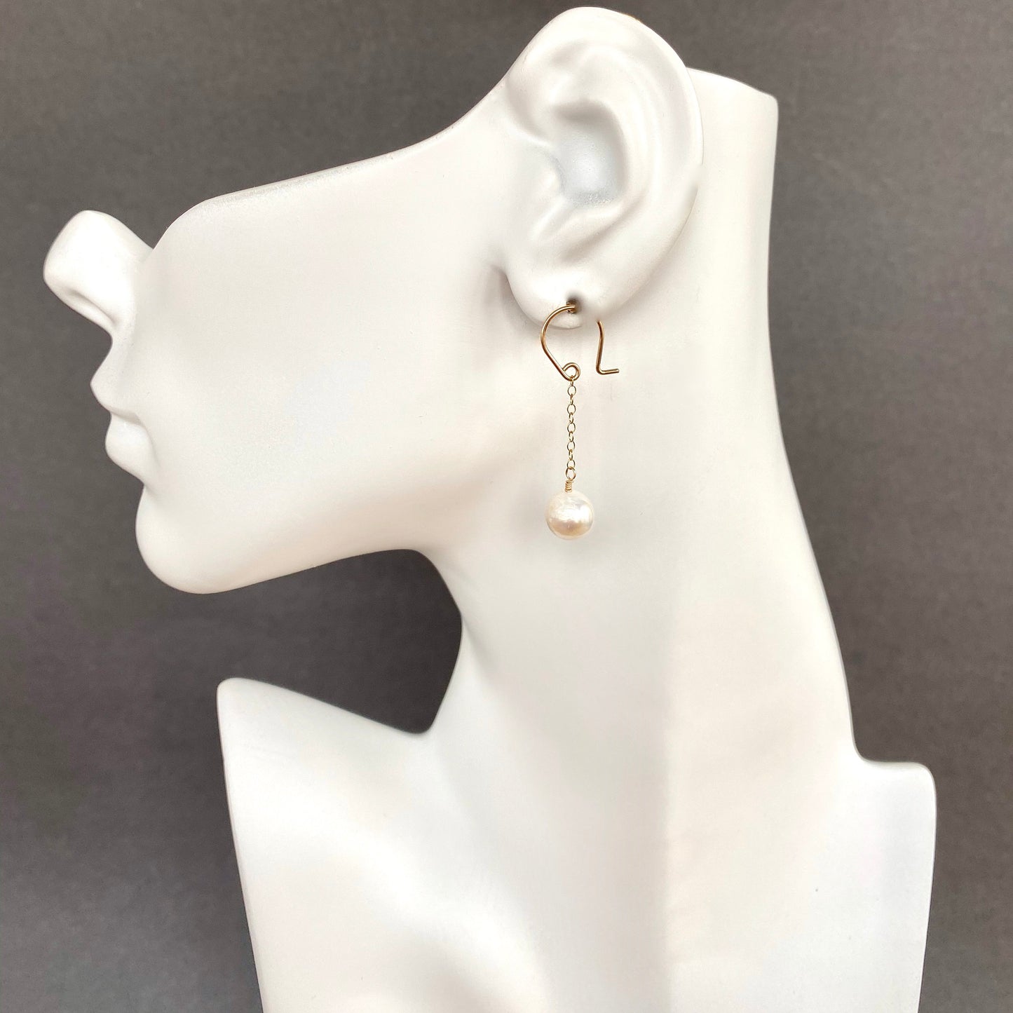 swingy white pearl earrings