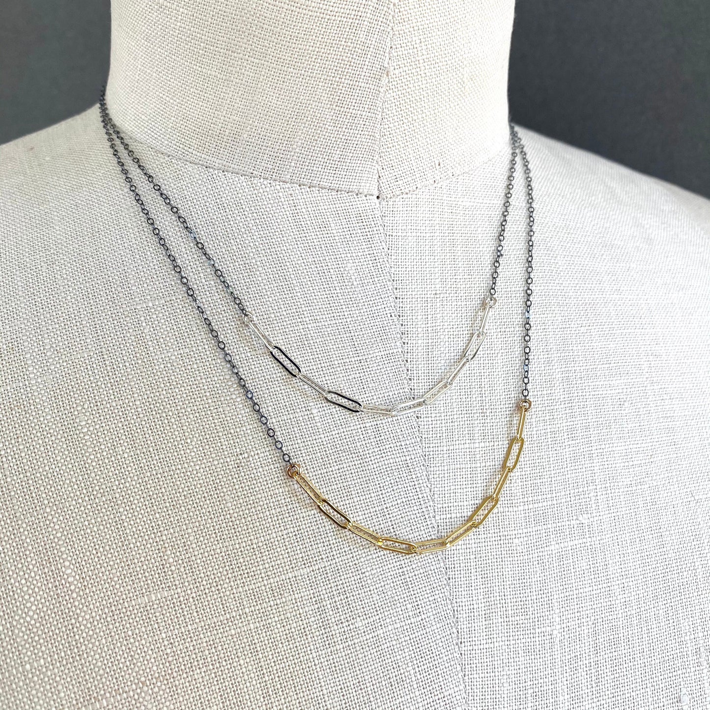 paperclip mixed chain necklace