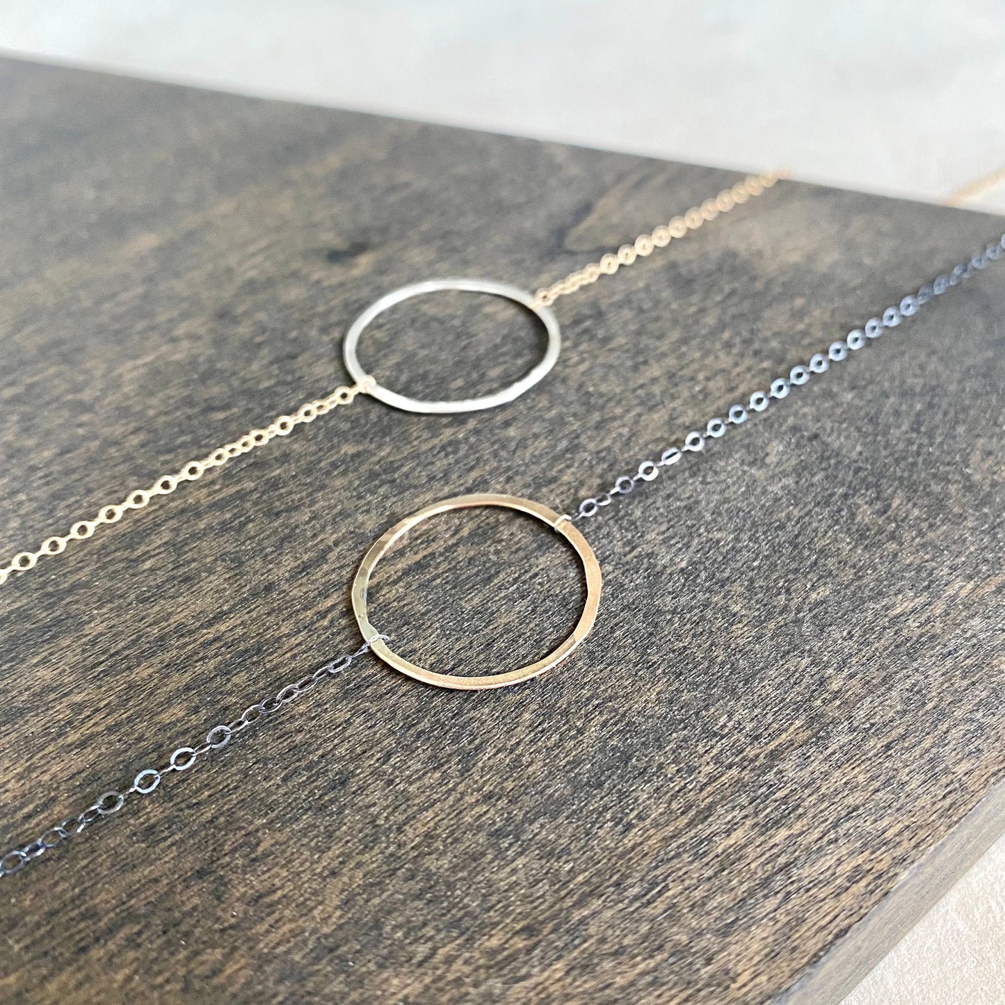 hammered hoop necklace