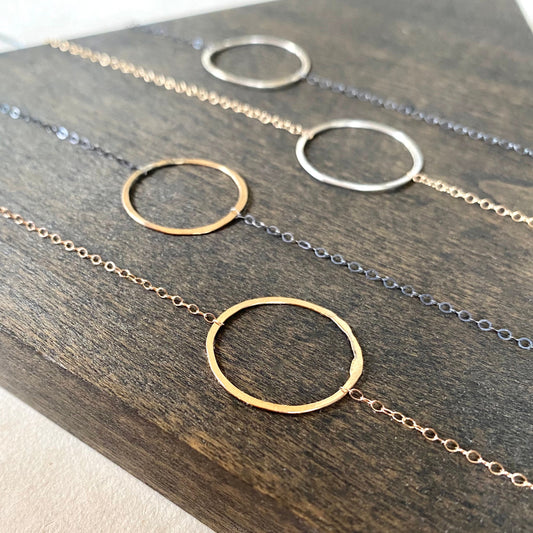 hammered hoop necklace