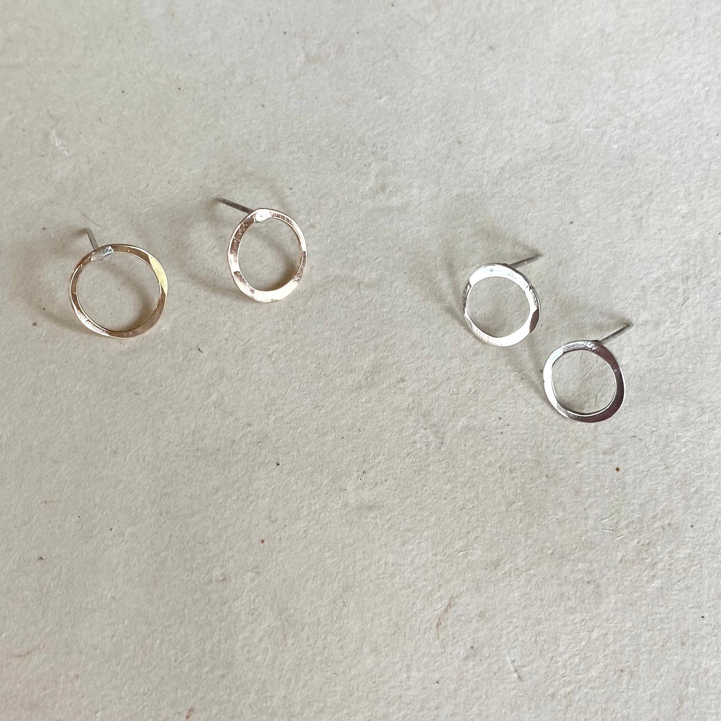 hammered open circle studs