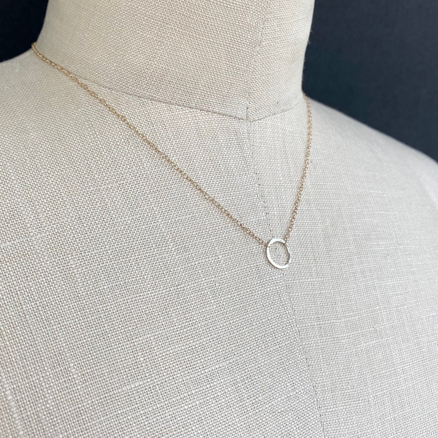 tiny hammered hoop necklace