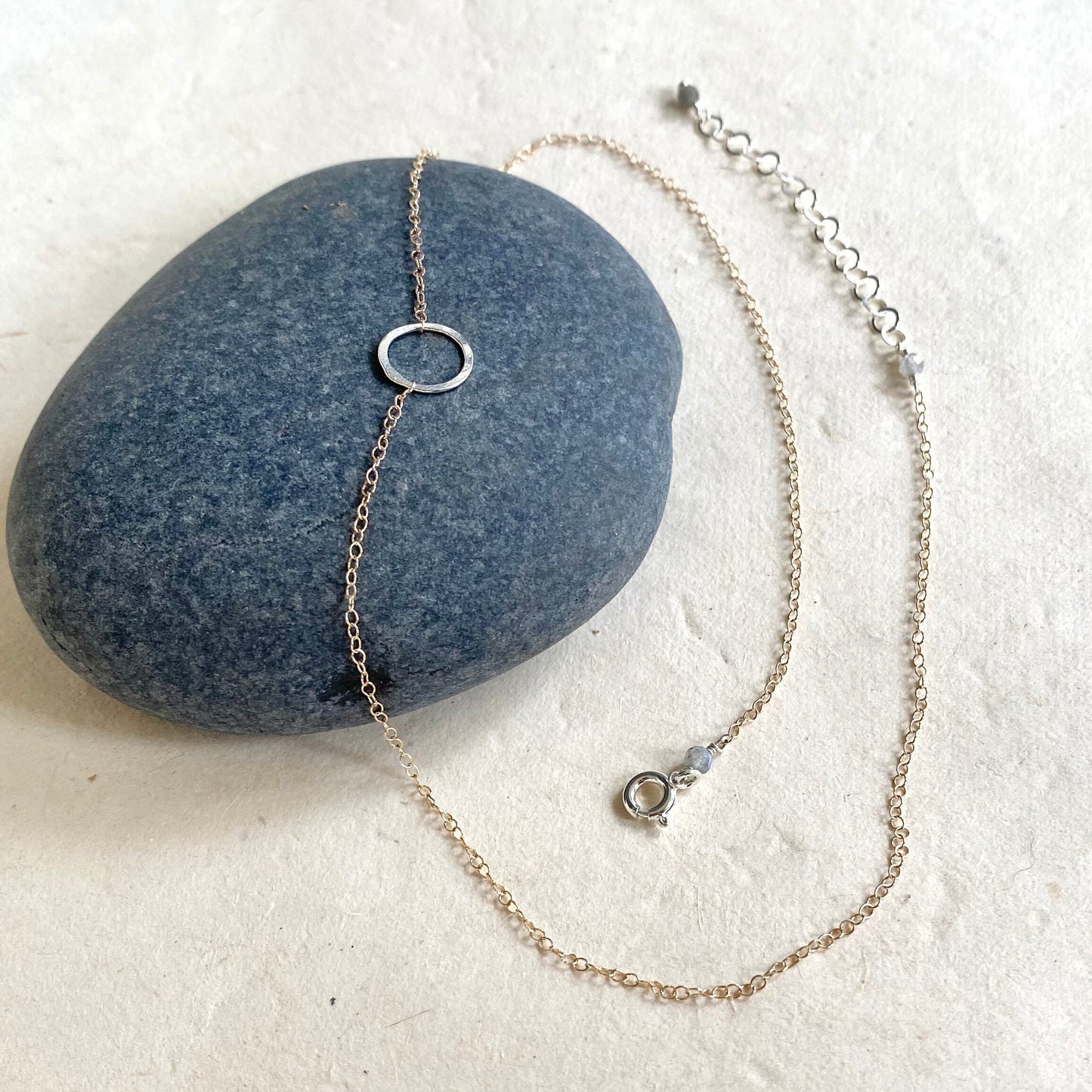 tiny hammered hoop necklace