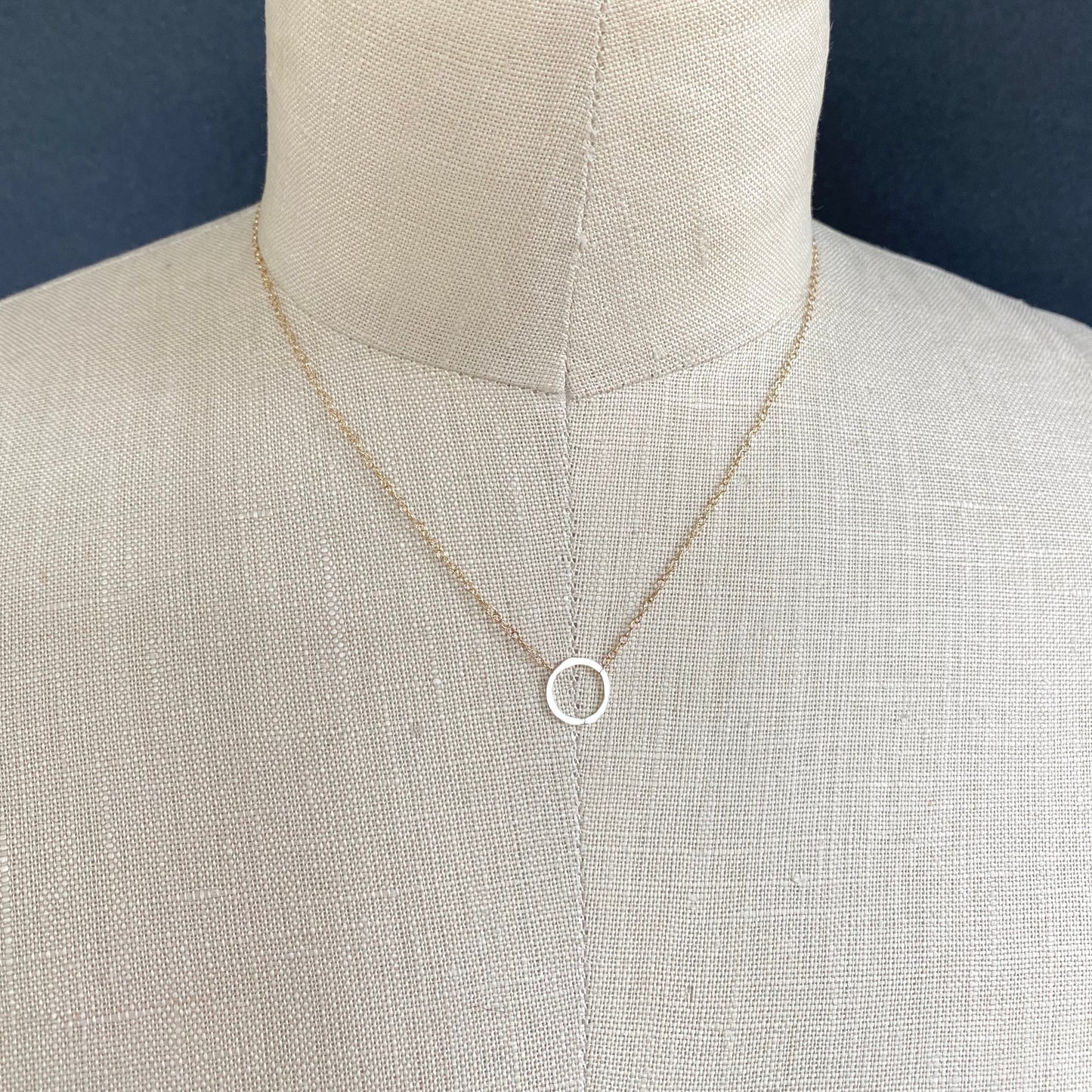 tiny hammered hoop necklace