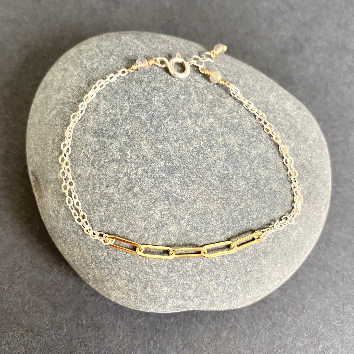 mixed metal paperclip chain bracelet