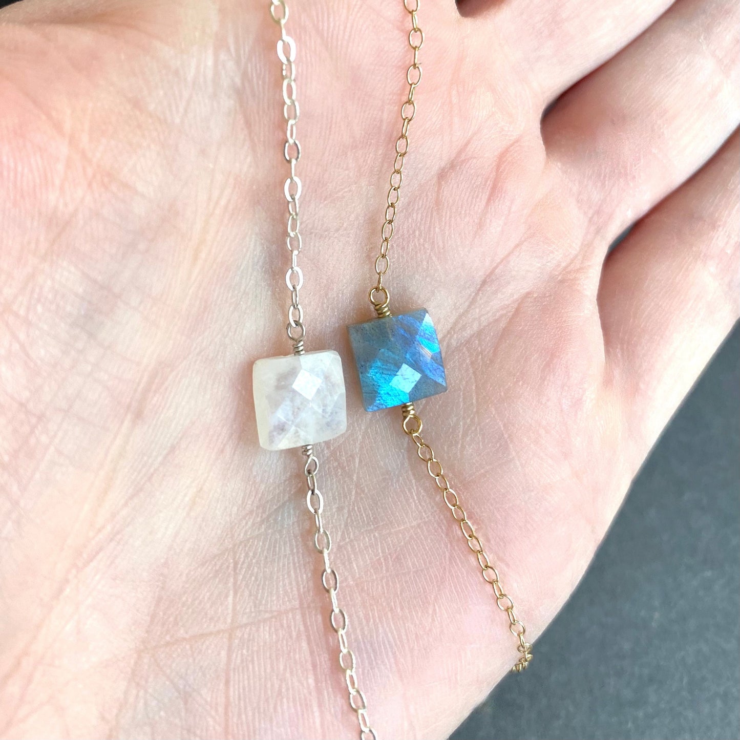 faceted square necklace