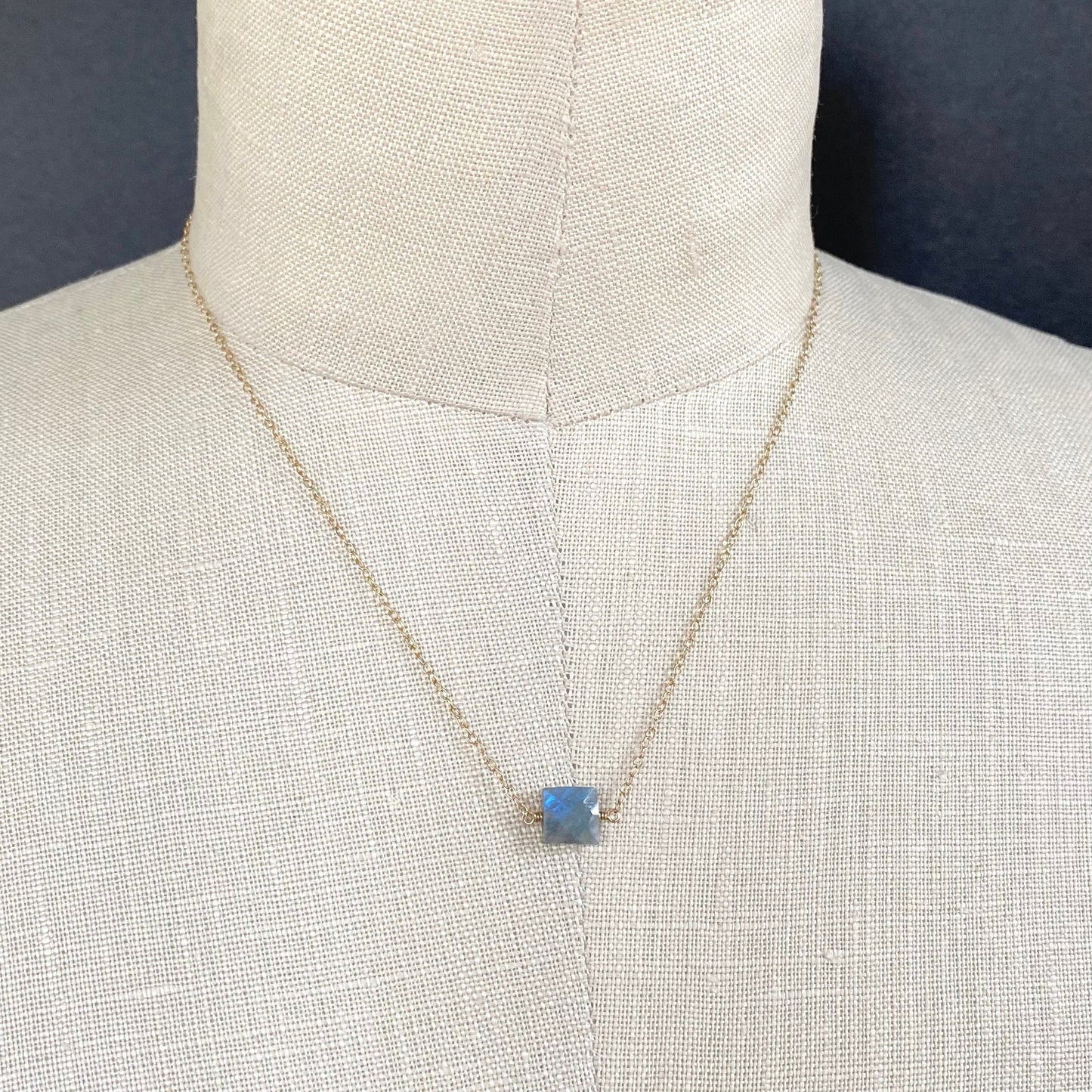 faceted square necklace