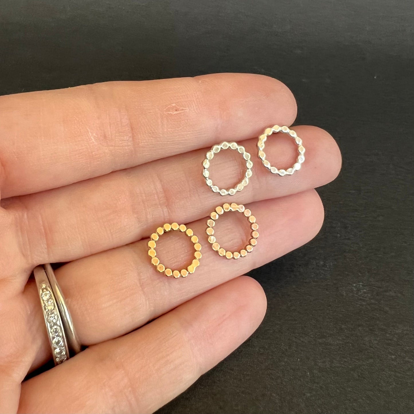 beaded hoop studs