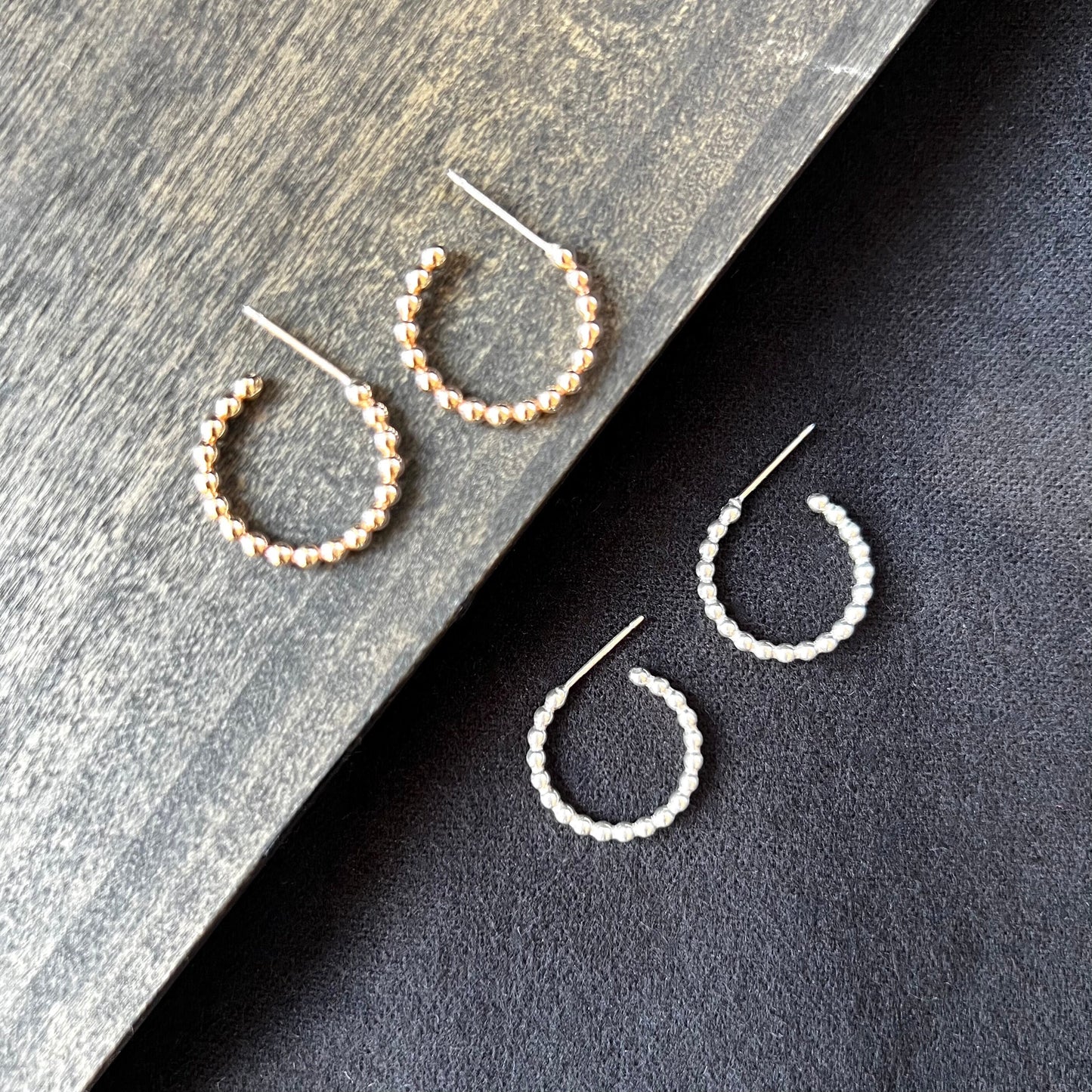 beaded hoop studs