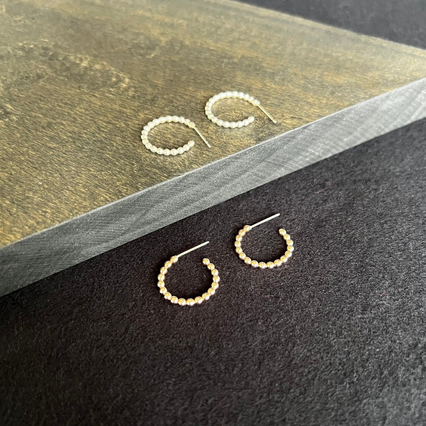 beaded hoop studs