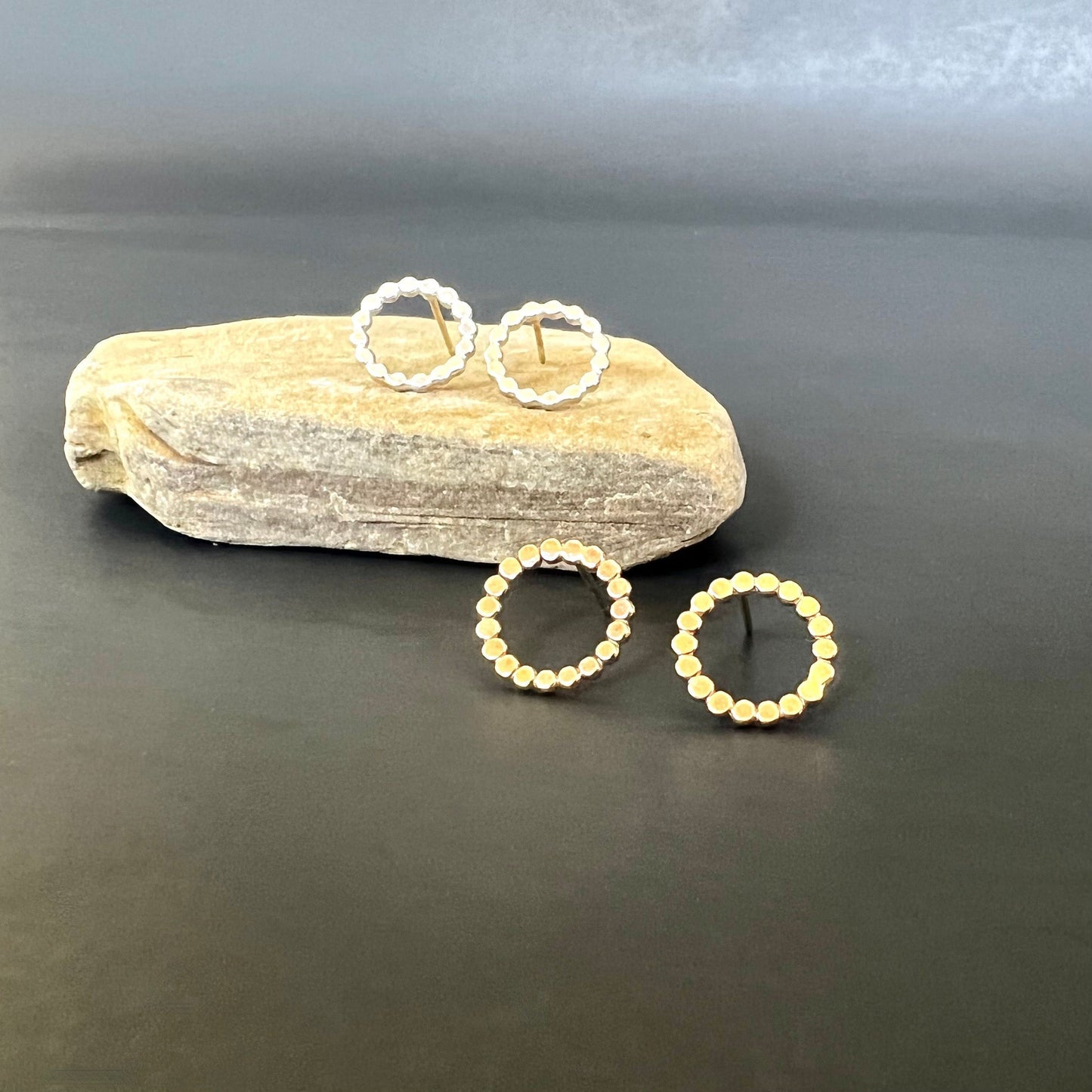 beaded hoop studs